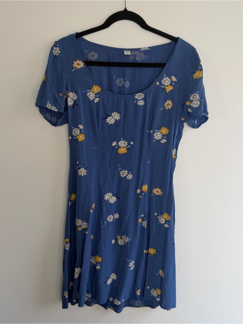 Old Navy Blue Floral Daisy Short Sleeve Scoop-Neck Dress S fairy garden